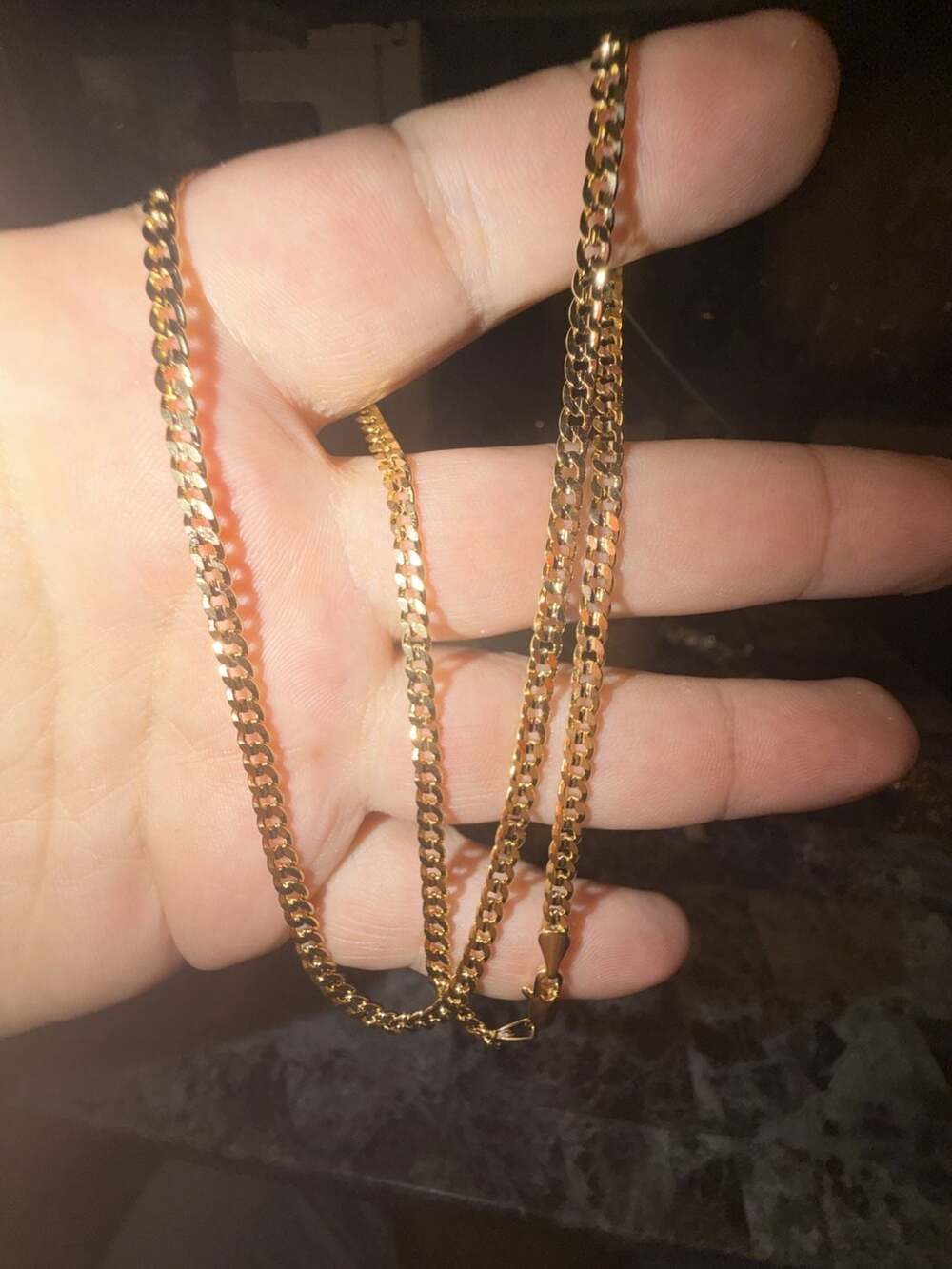14K Yellow Gold pvd plated Cuban Curb Link Chain 22 inch